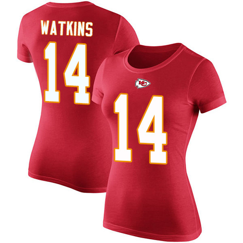 Women Football Kansas City Chiefs #14 Watkins Sammy Red Rush Pride Name  Number T-Shirt->nfl t-shirts->Sports Accessory